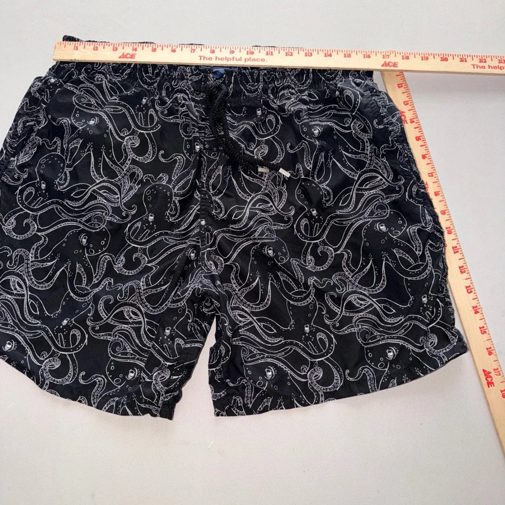 Vilebrequin Moorea Swim Trunks Mens XXL Black White Octopus Poulpes Short Luxury